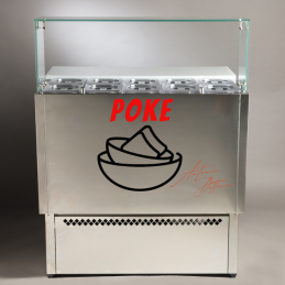 Vitrine pour Poke avec 12 bacs et support à sauces