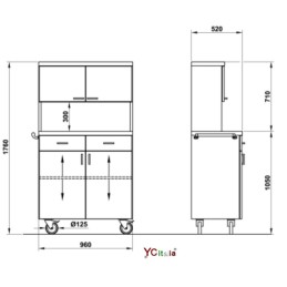 2.466,00 €F.A.R.H. Snc Di Bottacin Antonio & CPanadore in acciaioPanadore ciliegio cm 90x53x109