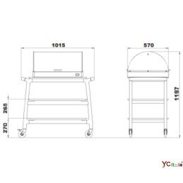 Carrello refrigerato in legno per dolci