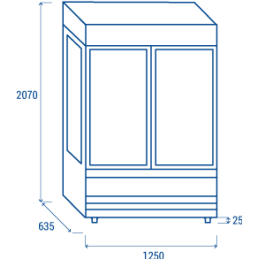 Murale refrigerato con porte L1955 X 600 X H 1984 carne preconfezionata|Murali refrigerati con porte battenti