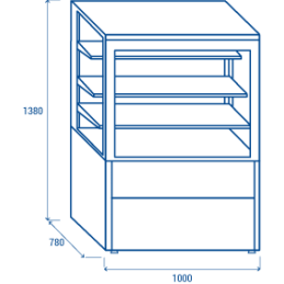 Vetrina Espositiva Refrigerata Pasticceria L1377xP940xH1064|Banchi per pasticceria