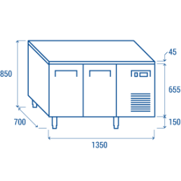 Banco refrigerato inox 2 porte ventilato|Tavoli refrigerati inox 700 profondità