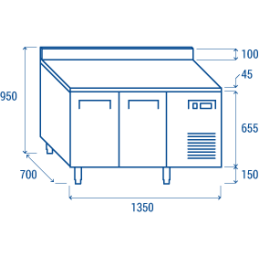 1 047,60 €F.A.R.H. Snc Di Bottacin Antonio & CTable réfrigérée 2 portes ventilées -2 +8 GN 1350x700x950Tableaux réfrigérés en acier inoxydable 700 profondeur