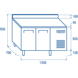 Tavolo refrigerato 2 porte ventilato 1350x700x950