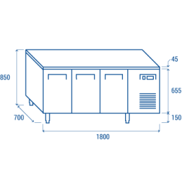 Kühltisch, Umluft -2 +8 GN 1795x700x850