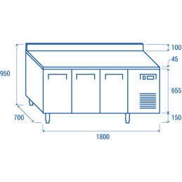 Table réfrigérée 3 portes ventilées -2 +8 GN 1800x700x950h