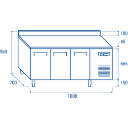 Tavolo refrigerato 3 porte ventilato