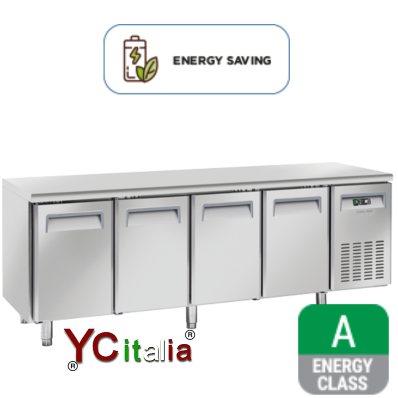 Banco refrigerato 4 porte ventilato|Tavoli refrigerati inox 700 profondità
