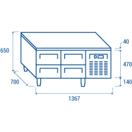 Tavolo refrigerato 4 cassetti scorrevoli GN1/1