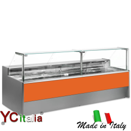 Banco refrigerato statico 2500x1009x1300 con cella|Banchi espositivi con refrigerazione statica