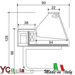 Espositore refrigerato 1500x930x1260 vetri dritti base con ruote