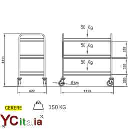 Carrello in acciaio Cerere