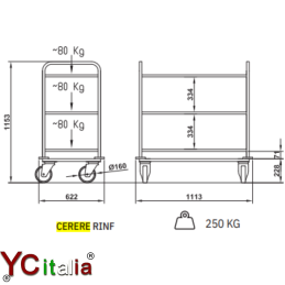 Carrello in acciaio Cerere Rinf|Carrelli sbarazzo inox
