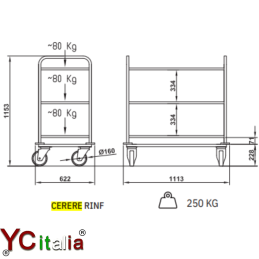 Carrello in acciaio Cerere Rinf