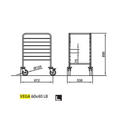 Carrello per vassoi 8 teglie 60x40