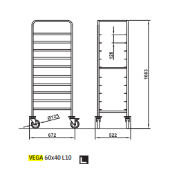 Carrello per teglie Vega 60X40 L10