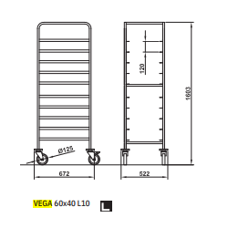 Carrello per teglie Vega 60X40 L10