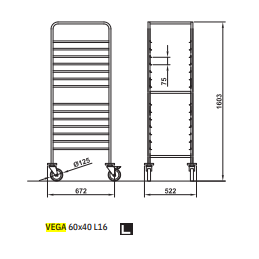 Carrello per teglie Vega 60X40 L16