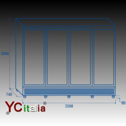 Frigorifero murale a 4 porte con ruote