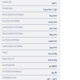 Armadio 600 l BT frigorifero