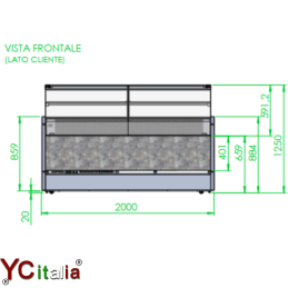 Vetrina con refrigerazione semiventilata 2000x780