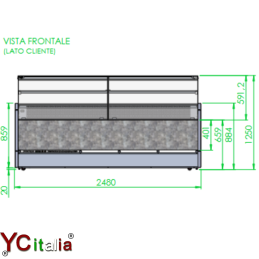 Vetrina con refrigerazione semiventilata 2500x780