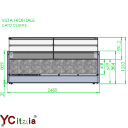 Vetrina con refrigerazione semiventilata 2480x7802.013,30 €2.237,00 €Vetrine profondità 800 ventilateF.A.R.H. Snc Di Bottacin Antonio & C