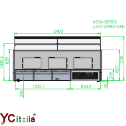 Vetrina con refrigerazione semiventilata 2500x780