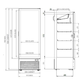 Vetrina refrigerata verticale 610x640x1844