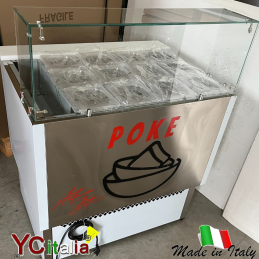 Vitrine pour Poke avec 12 bacs et support à sauces