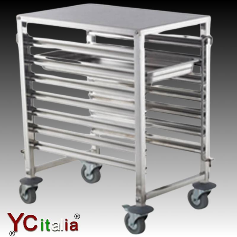 Carrello portateglie in acciaio inox 7 teglie GN 1/1