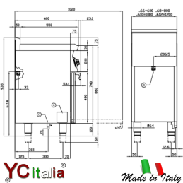 Cucina 2 fuochi 9,5 kw