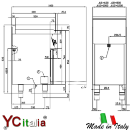 Cucina 2 fuochi con forno a gas 1/1