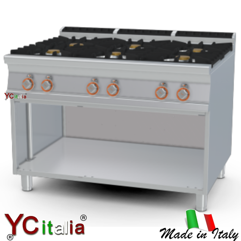 Vergrößern Cucina a gas 6 fuochi su vano aperto, eco p900 Cucina a gas 6 fuochi su vano aperto, eco p900 Gasherd 6 kochstellen