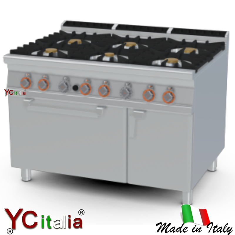 Cucina 6 fuochi con forno a gas