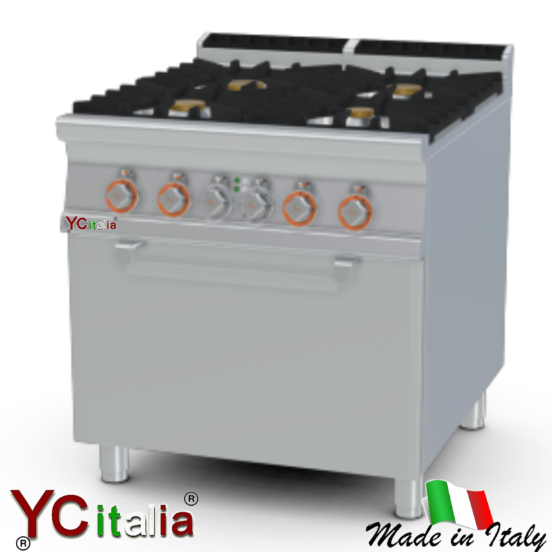 Cucina 4 fuochi con forno elettrico statico|Cucina a gas con forno statico profondita 900