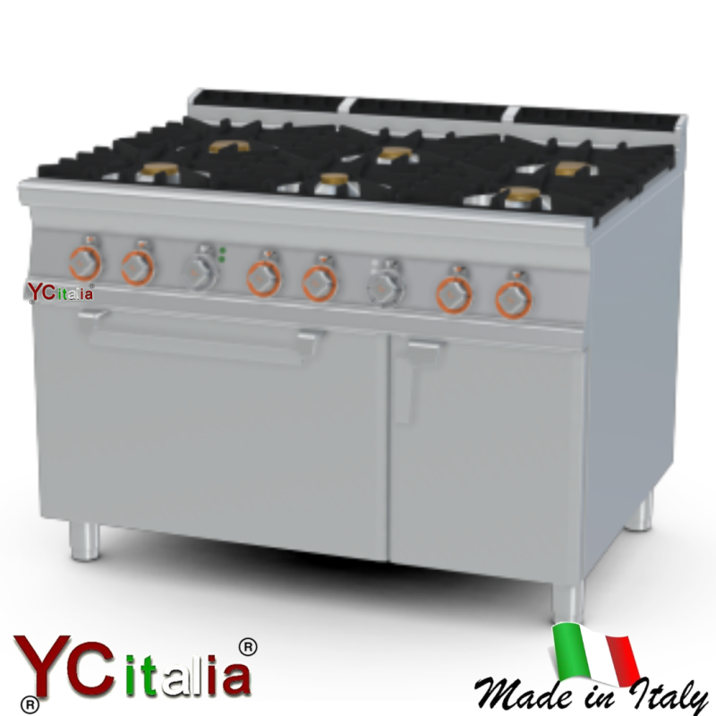 Cucina 6 fuochi con forno elettrico|Cucina a gas con forno statico profondita 900