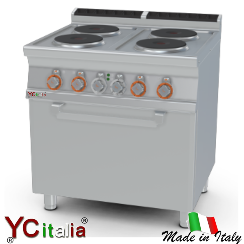 Cucina 4 piastre tonde con forno elettrico 1/1 kw 13,9