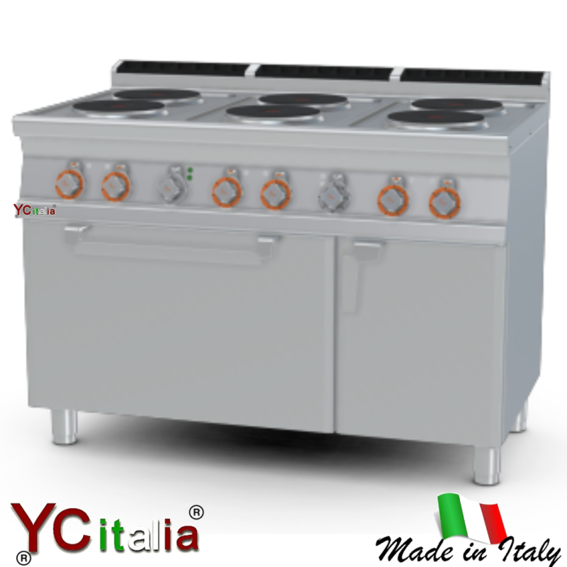 Cucina 6 piastre tonde con forno elettrico 1/1 kw 19,1