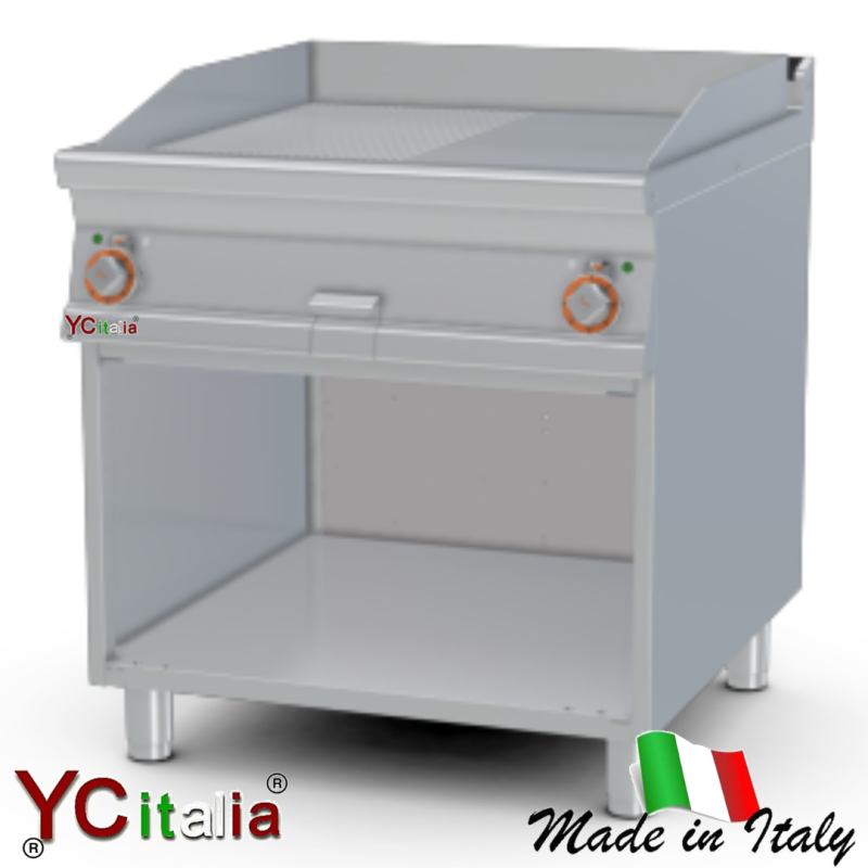 Fry top elettrico doppio 1/2 rigato 1/2 liscio