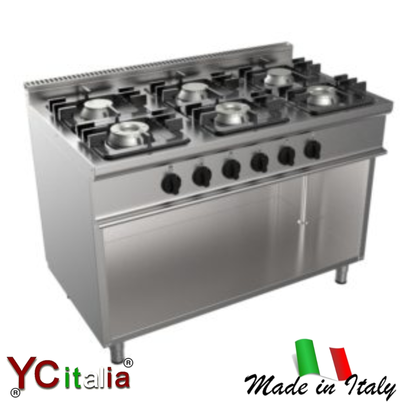 Cucina 6 fuochi kw 27 a gas 1200x700x850 h