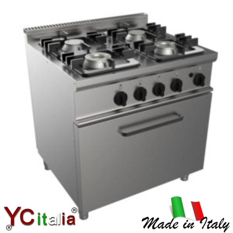 Cucina 4 fuochi con forno gas 1/1 kw 25,5