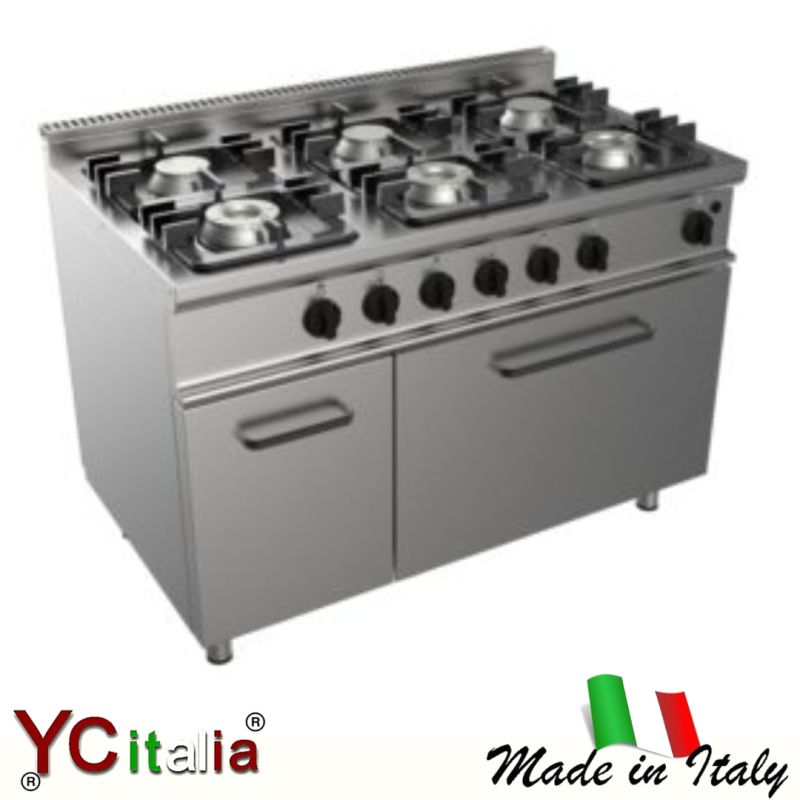 Cucina 6 fuochi con forno a gas 34,9 kw