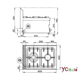 Cucina a gas da appoggio 2 fuochi