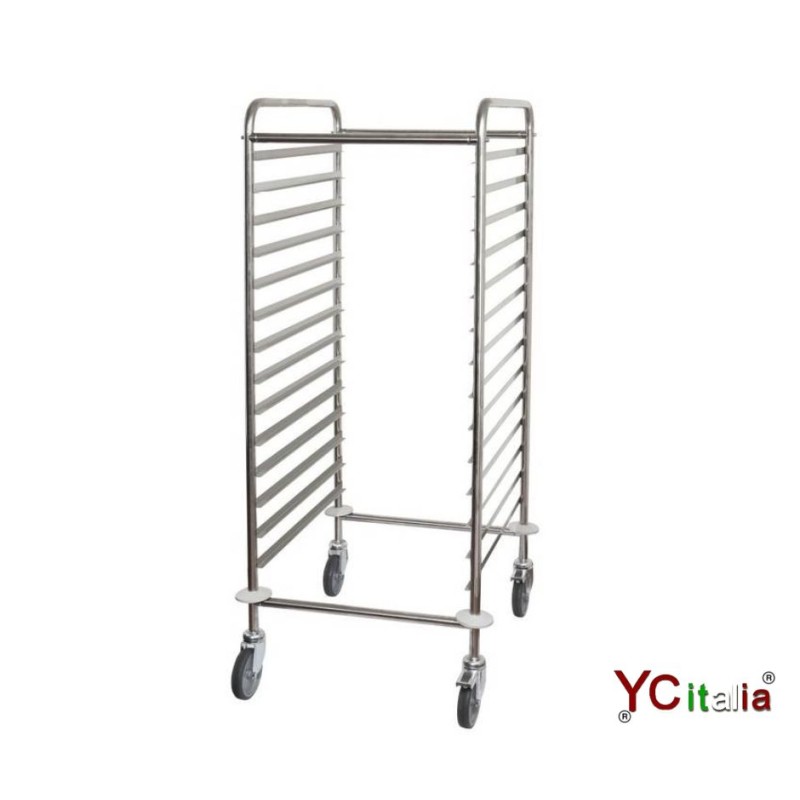 Carrello inox 14 teglie 600x400