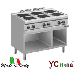 Cucina aperta con sei piastre quadrate