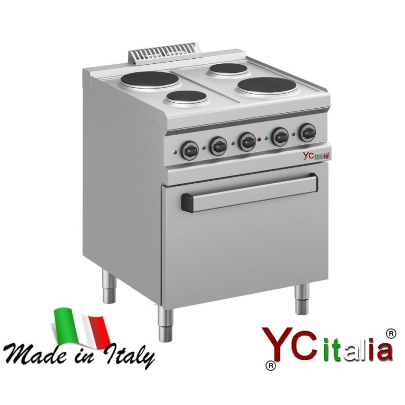 Cucina a quattro piastre tonde con forno elettrico