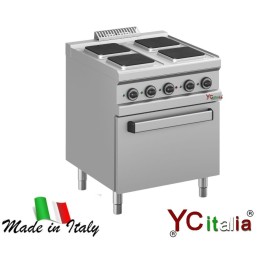 Cucina a quattro piastre in ghisa quadrate con forno