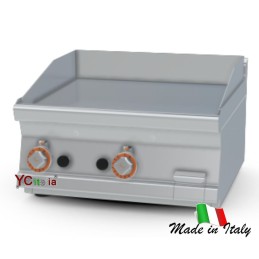 Fry top liscio a gas cromato 60x60|Fry top snack liscio da banco professionale profondita 600
