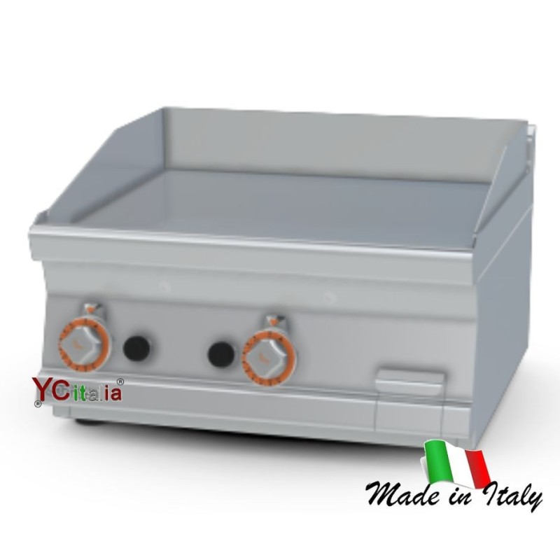 Fry top liscio a gas cromato 60x60